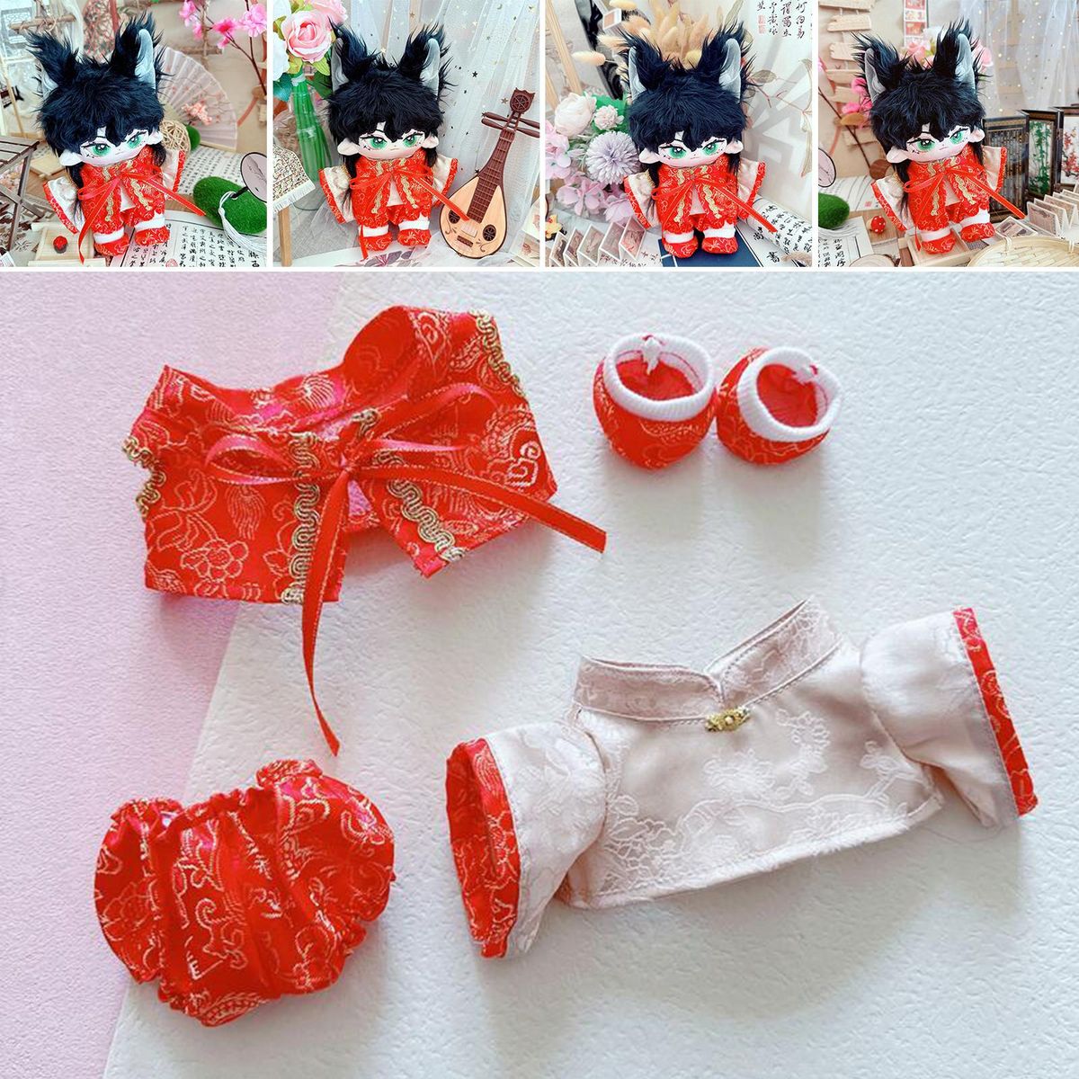 1 Set Cotton Doll Clothes New Year Boys Girls Doll Clothes Set