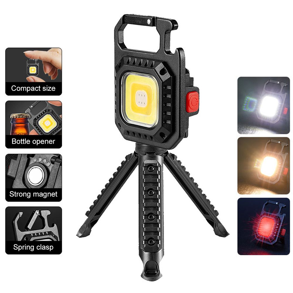 Portable LED Flashlight With Stand Rechargeable Keychain