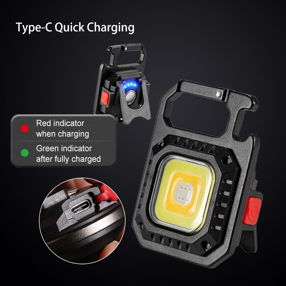 Portable LED Flashlight With Stand Rechargeable Keychain