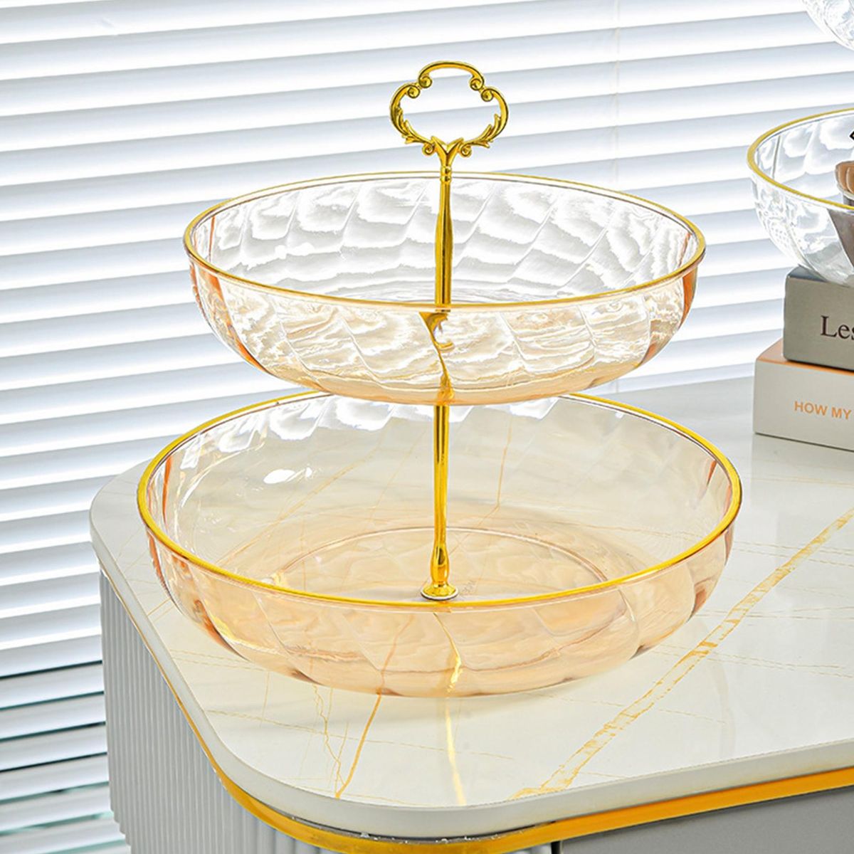 Fruit Plate Tray Simple Round Household Fruit Plate Tray Golden