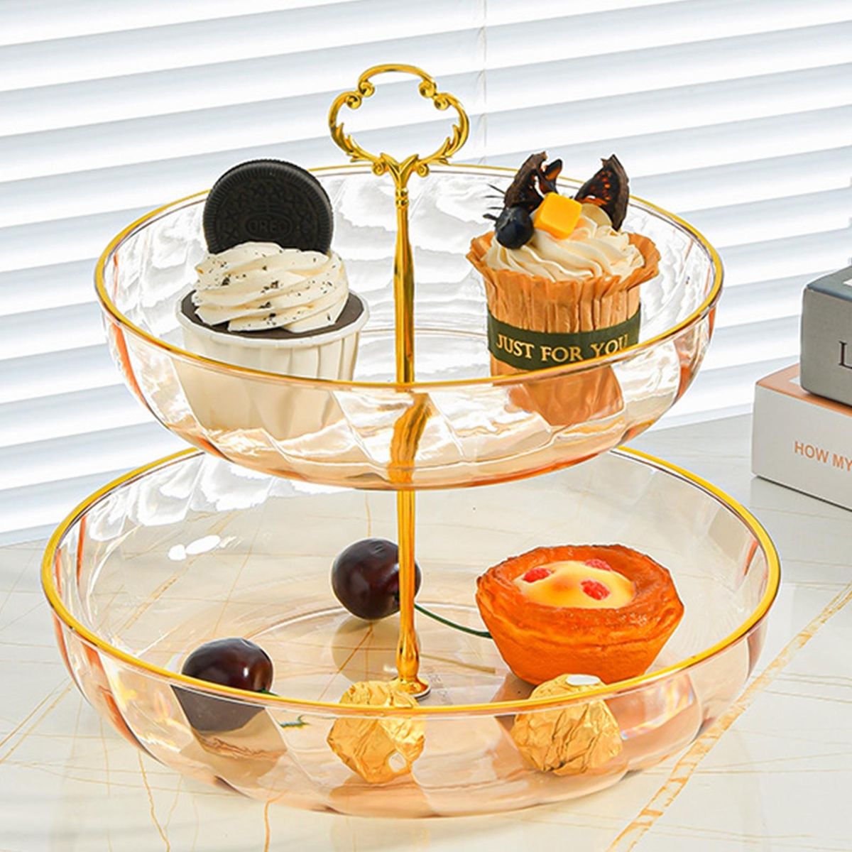 Fruit Plate Tray Simple Round Household Fruit Plate Tray Golden
