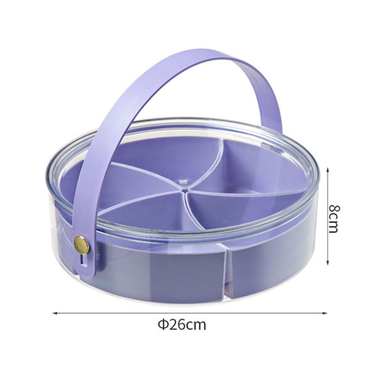 Transparent Snack Tray Portable 5-compartment Snack Tray for Parties Purple
