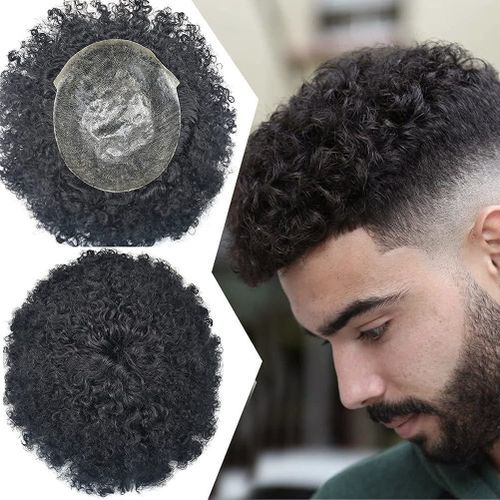Afro Toupee For Black Men Wavy Mens Kinky Curly African
