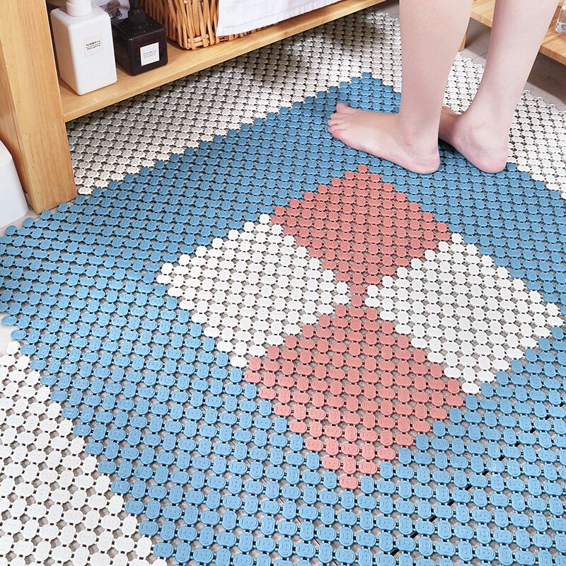 DIY Splice Bath Mat Anti Slip Massage Shower Carpet Grid PVC Plastic Mats For Stitching Puzzle Pad Bathroom Accessories Dark Blue