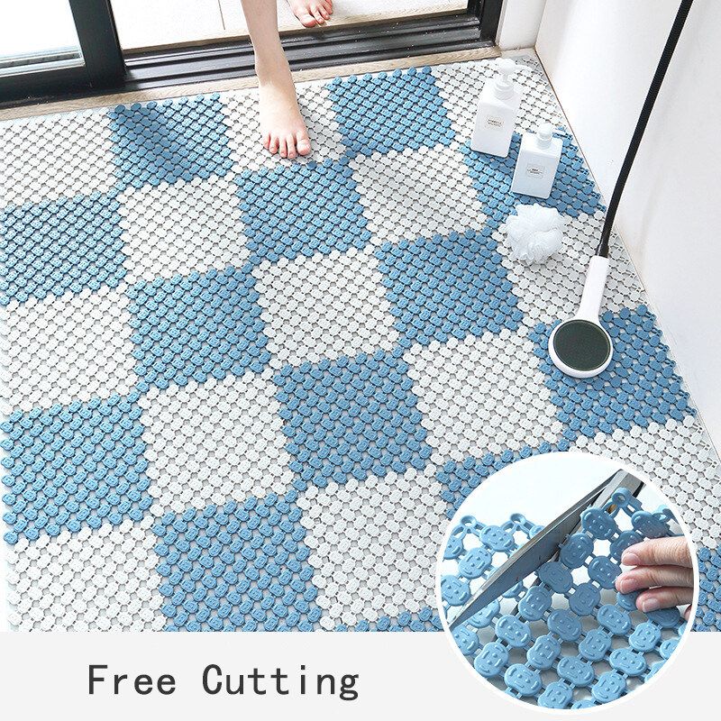 DIY Splice Bath Mat Anti Slip Massage Shower Carpet Grid PVC Plastic Mats For Stitching Puzzle Pad Bathroom Accessories Dark Blue