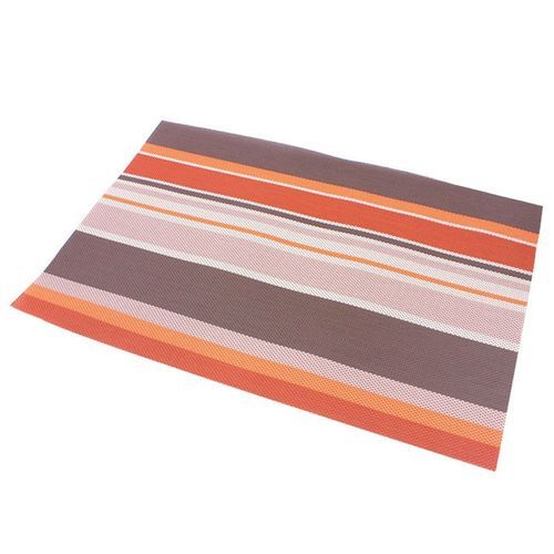 2 PCS Kitchen Dinning Table Placemat Napkins Heat Resistant PVC Stripe Mat Placemats Manteles Doilies Coaster Cup Pad(Orange)