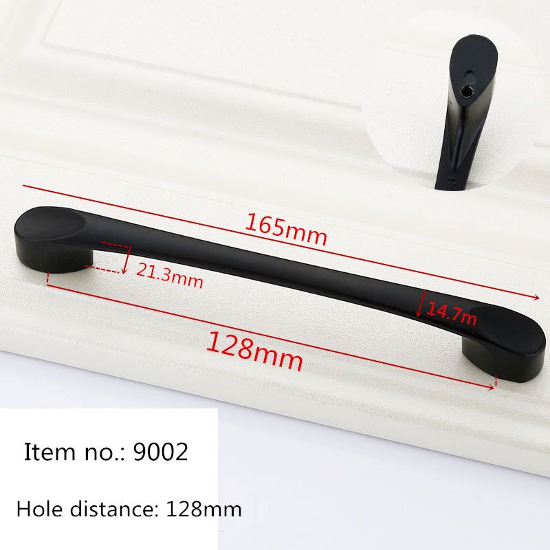 Black Durable Wardrobe Door Handle Aluminum Alloy Matte