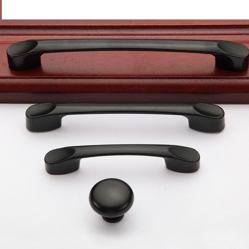 Black Durable Wardrobe Door Handle Aluminum Alloy Matte