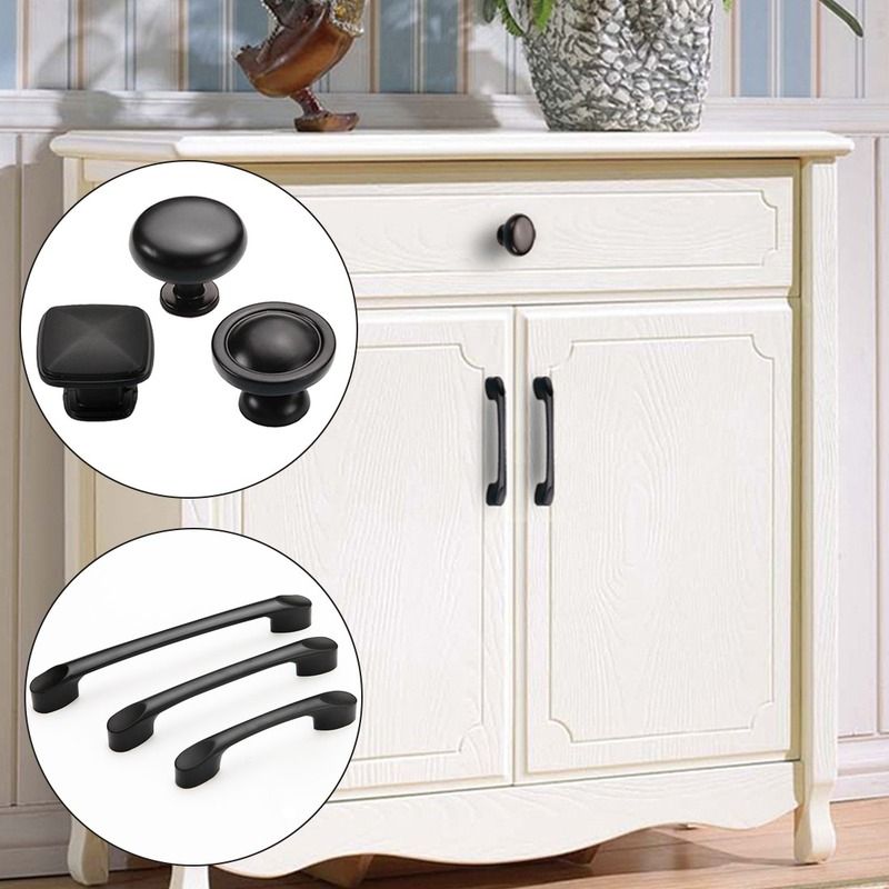 Black Durable Wardrobe Door Handle Aluminum Alloy Matte