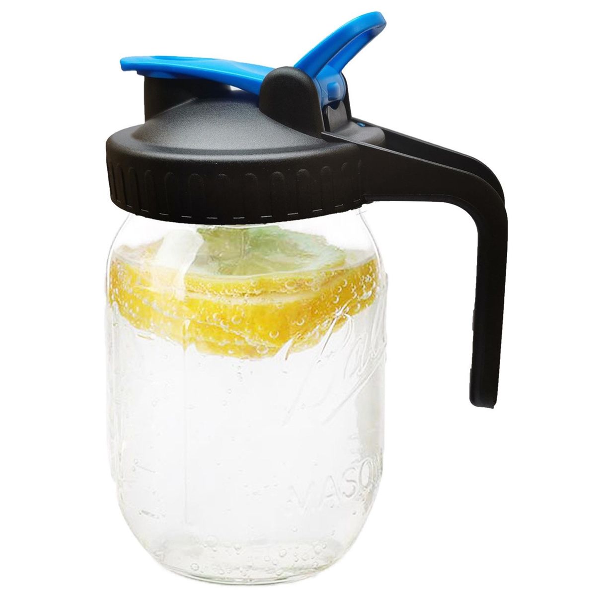 Adjustable Turnover Cover for Cups Easypour Mason Jar Lids Leak-proof Black and Blue