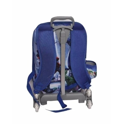 3D Trolley School Bag With Backpack - Blue