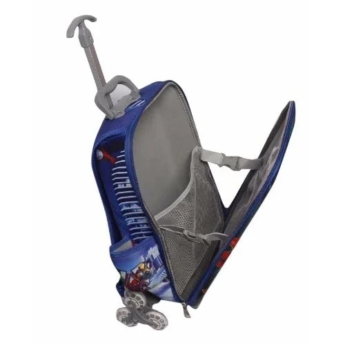 3D Trolley School Bag With Backpack - Blue