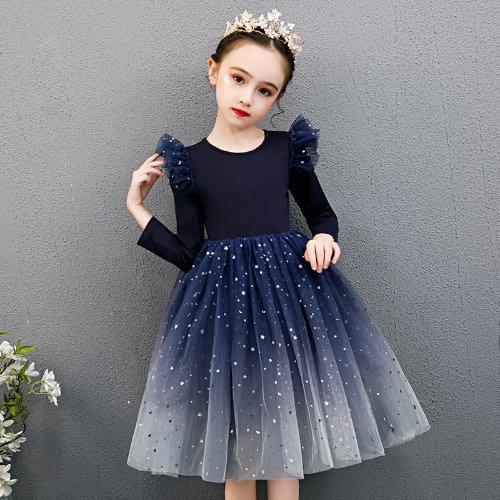 Big Girl Star Design Dress - Blue