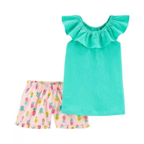 2-piece Ruffle Top And Pineapple Short Set - Size 6-6x