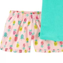 2-piece Ruffle Top And Pineapple Short Set - Size 6-6x