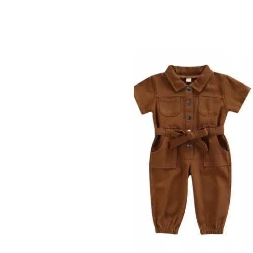 Girl Denim Candy Jumpsuit - Brown