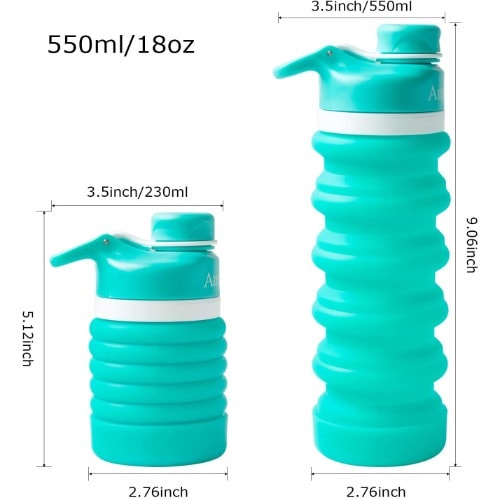 Silicone Collapsible Water Bottle - Green