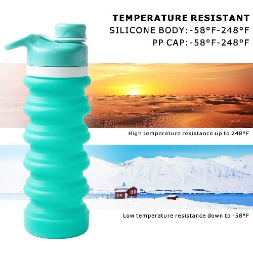 Silicone Collapsible Water Bottle - Green