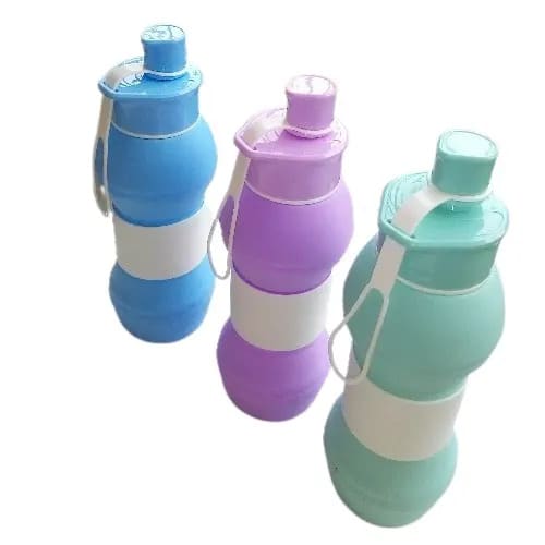 3 Pieces Silicone Collapsible Water Bottle - 1000ml