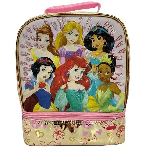 Princess Kids Dual Compartment Insulated School Drop Bottom Lunch Box - Bag