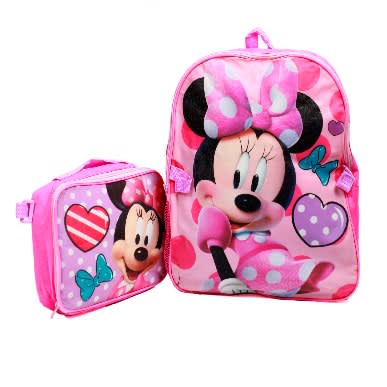 Minnie Mouse Set - Backpack And Lunch Bag - 2 Piece - Pink