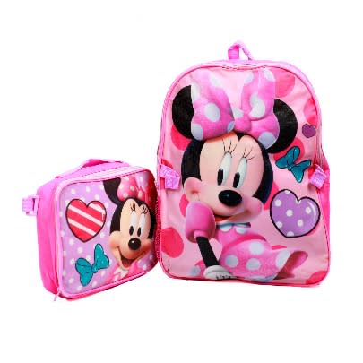 Minnie Mouse Set - Backpack And Lunch Bag - 2 Piece - Pink