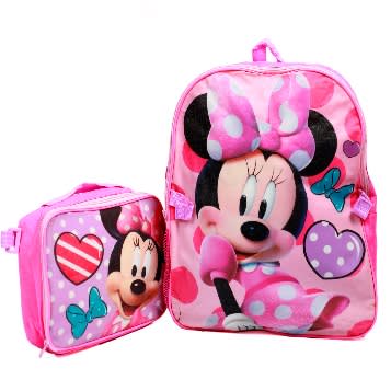 Minnie Mouse Set - Backpack And Lunch Bag - 2 Piece - Pink