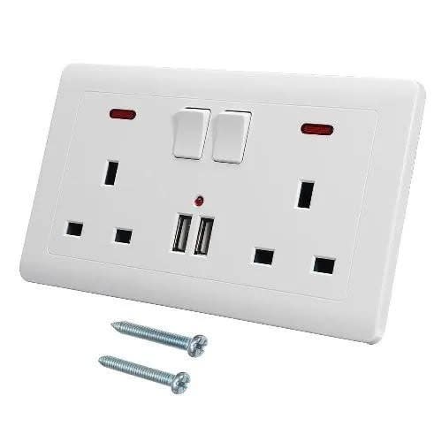 Wall Socket Power Adapter With Usb Plug - 2 In 1