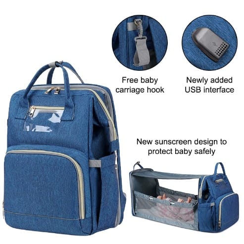 Multipurpose Baby Diaper Bag With Bed