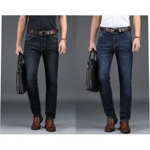 Stock Jeans For Men -Set Of 2- Dark Blue + Mixed Black