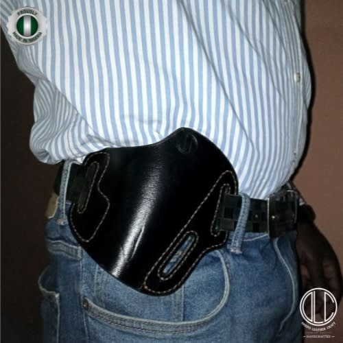 Handcrafted Pistol Holster - Right-Handed, Open Style - Black