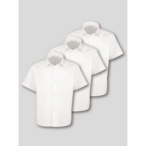 Regular White School Short Sleeve Shirts - 3 Pieces