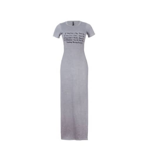 Two Sides Slit Short Sleeve Gown - Ash
