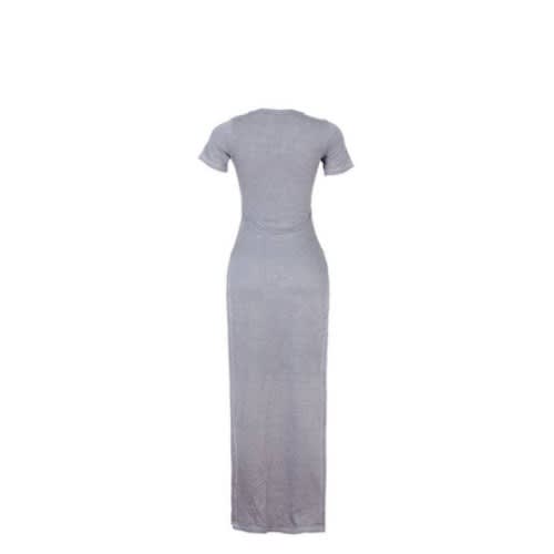 Two Sides Slit Short Sleeve Gown - Ash
