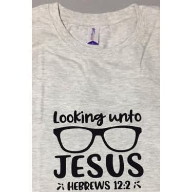 Looking Unto Jesus Round Neck T-shirt - Ash