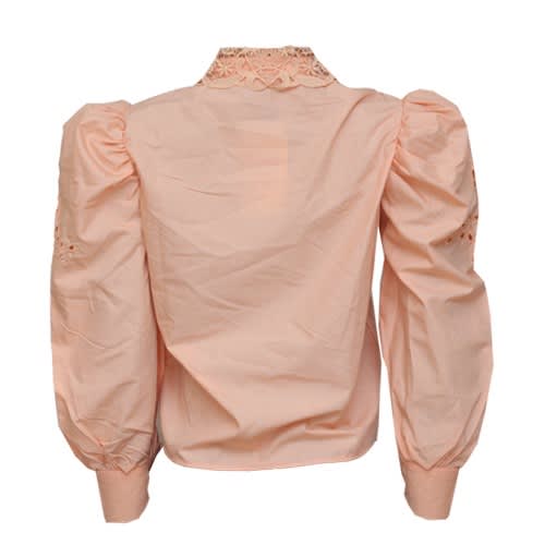 Coral Cut Out Puff Sleeve Shirt