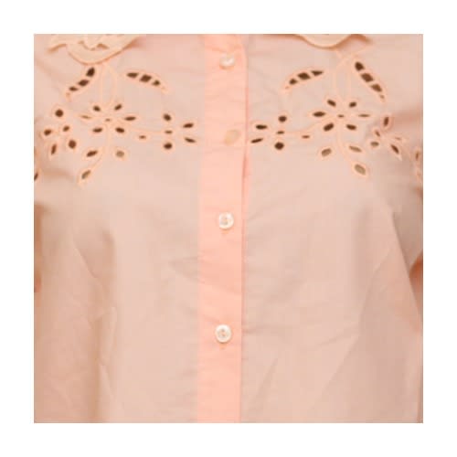 Coral Cut Out Puff Sleeve Shirt