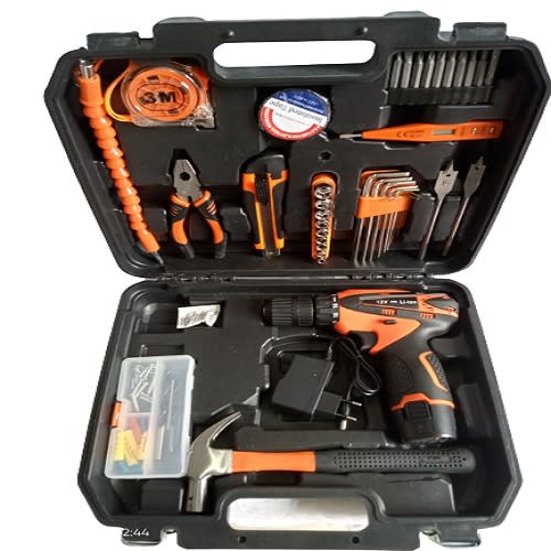 47pcs Tools Box Kit With 12v Li-ion Drilling Machine