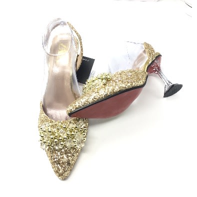 Sequined Red Bottom Slingback Heels