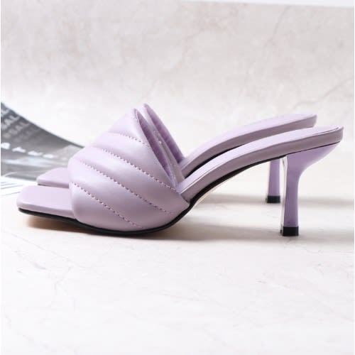 V Stripes Quilted Slip On Mules