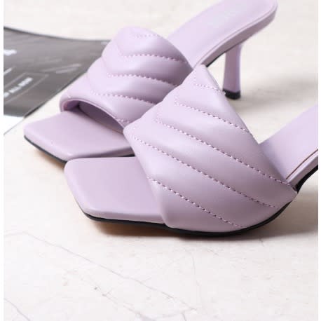 V Stripes Quilted Slip On Mules