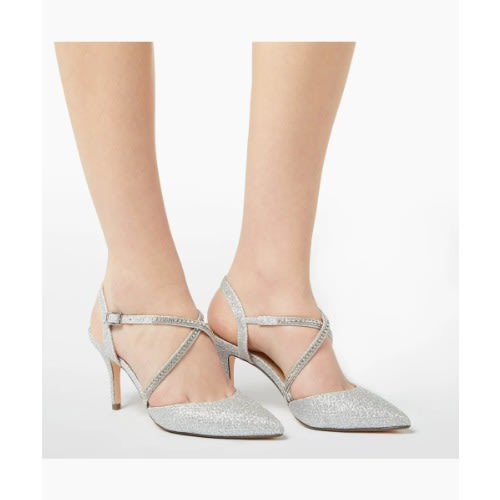 Diina - Silver Pointed Court Shoes