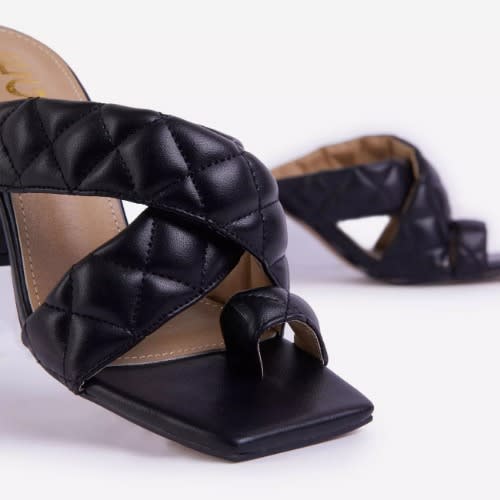 Sugar High Quilted Block Heel Mule - Black
