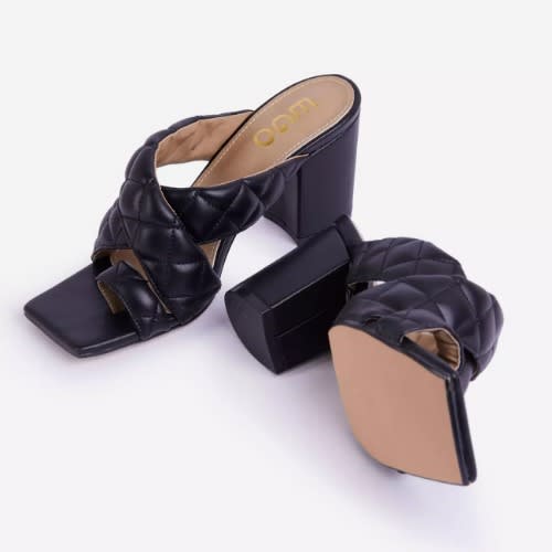 Sugar High Quilted Block Heel Mule - Black