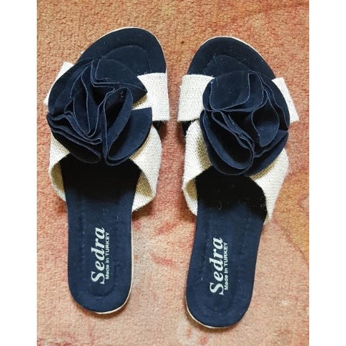 Sedra Rose Black Slippers