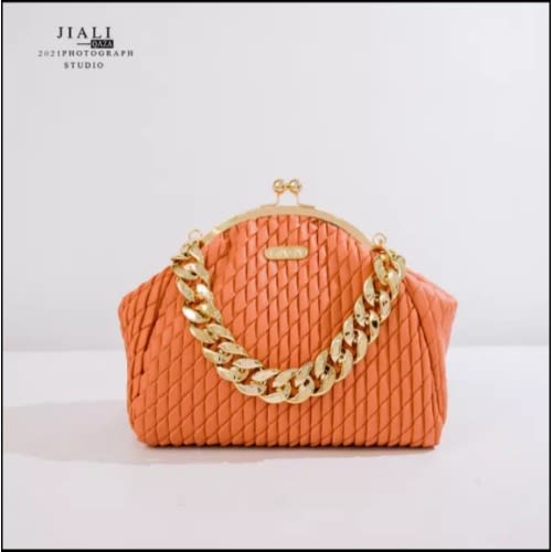 Ladies Braided Chain Evening Bag- Orange