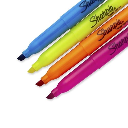 Pocket Style Highlighter Chisel Tip - Assorted 4 Pack
