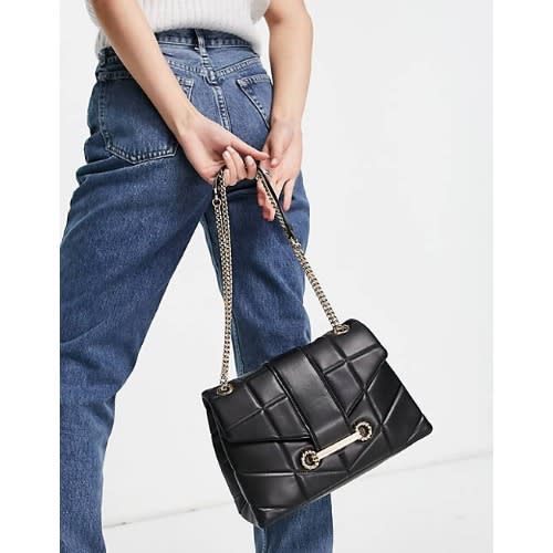 Topshop Quilted Crossbody- Shoulder Bag – Black