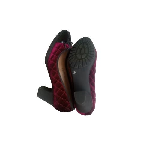 Block Heel Female Shoe- Wine And Black Color