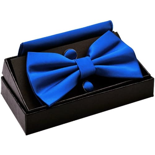 Men's Bowtie With Cufflinks And Pocket Square  - Royal Blue